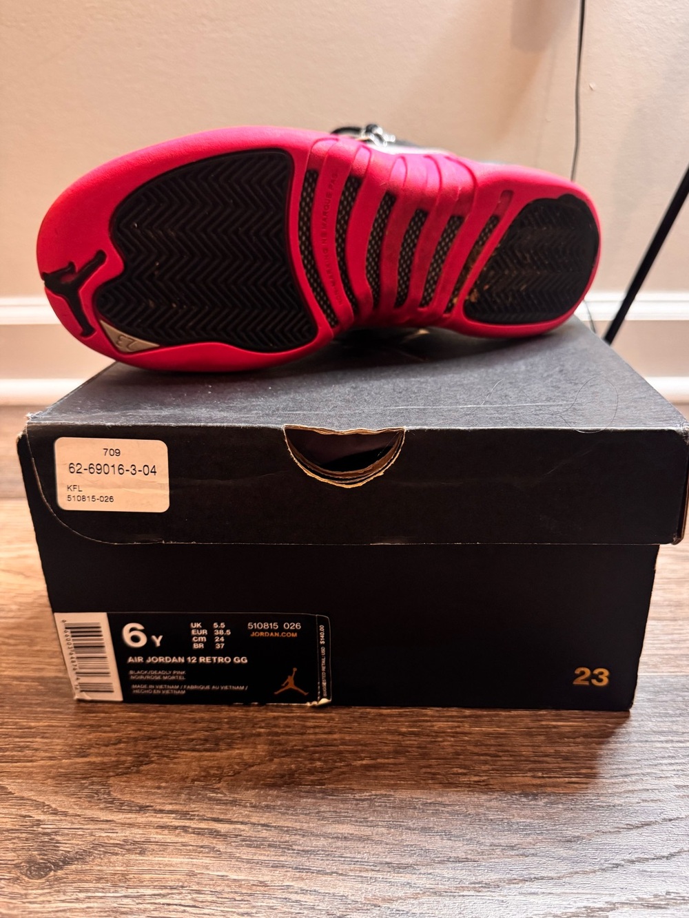Jordan Air Jordan 12 Retro GG Black & Pink Basketball Sneakers - Picture 3 of 3